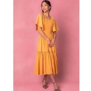 Ivy City Co Lennon Midi Dress in Mustard size M